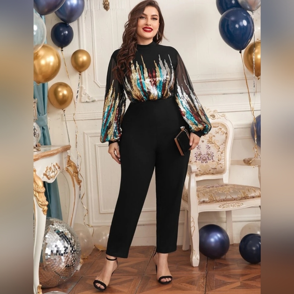 SHEIN Plus Sequin Detail Jumpsuit 1x